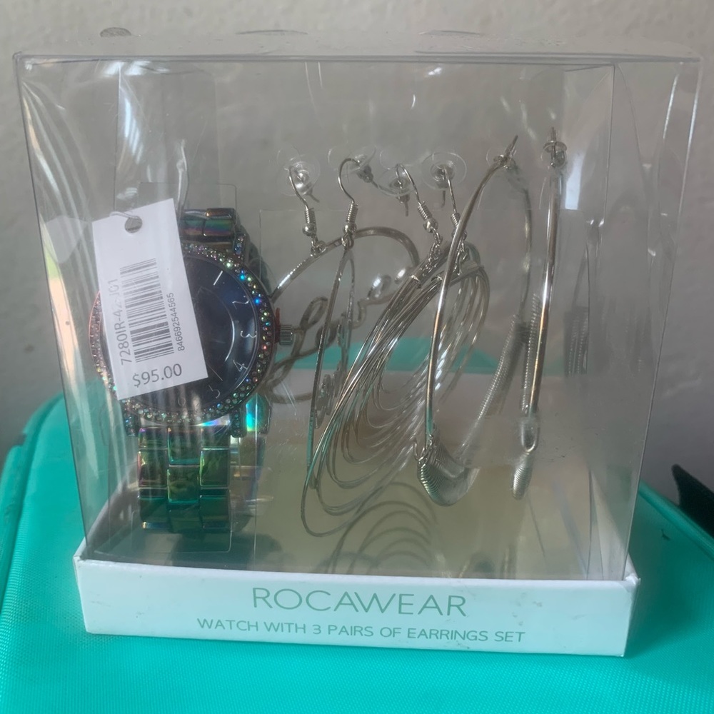 Rocawear Watch and 3 pairs of earrings set